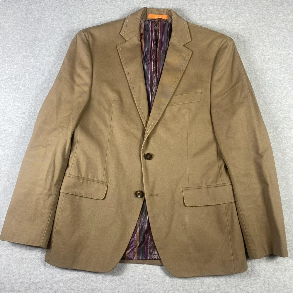 Tallia Jacket Mens 36S Brown Cotton Blazer Sport Coat Macys Store Lined‎